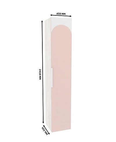 Шкаф однодверный со полками узкий, фасады в эмали LE220.44-4