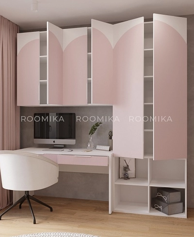 Шкаф двухдверный, фрезерованные фасады в эмали LE217.44-1