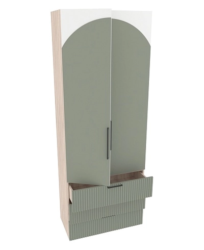 Шкаф книжный/для одежды с тремя ящиками, фрезерованные фасады в эмали LE213