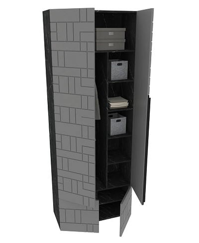 Шкаф для прихожей, фрезерованные фасады в эмали LE422