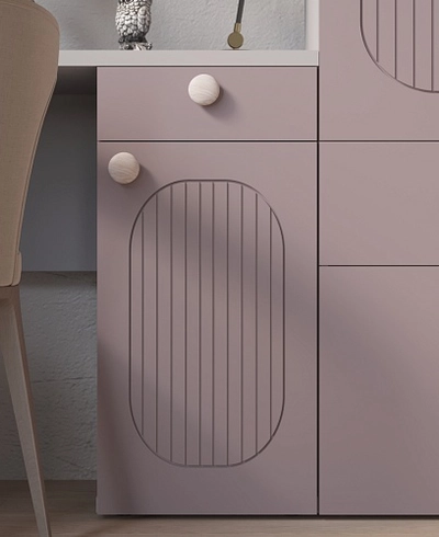 Шкаф двухдверный узкий, фрезерованные фасады в эмали LE210.44-1