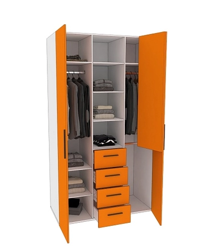 Шкаф трехдверный с ящиками глубокий L203.60