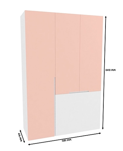 Шкаф двухдверный с фальш-стенкой и раздвижжными дверьми, фасады в эмали LE205 L/R