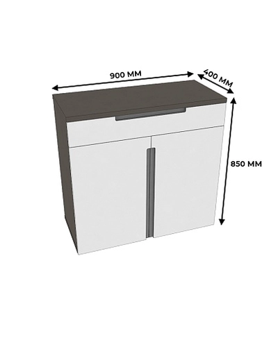 Тумба широкая 2 дверная с ящиком, фасады в эмали LE-876