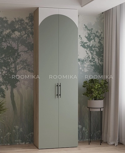 Шкаф двухдверный со штангой, фрезерованные фасады в эмали LE243.44