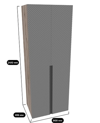 Шкаф 2 дверный, фрезерованные фасады в эмали LE210.60-1