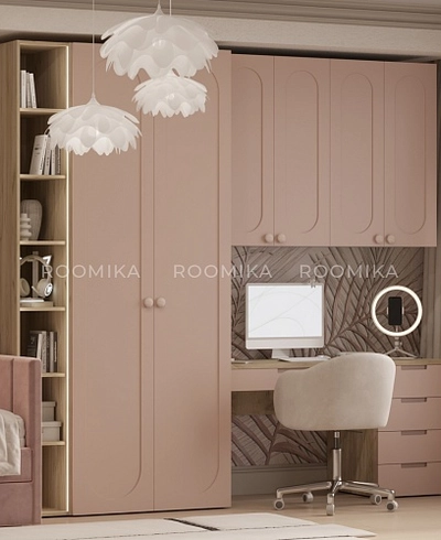 Шкаф двухдверный глубокий, фрезерованные фасады в эмали LE210.60-4