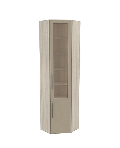 Шкаф угловой книжный со стеклом L247 с подсветкой