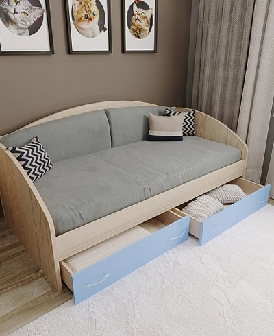 Кровать односпальная с ящиками P902N, 90x190