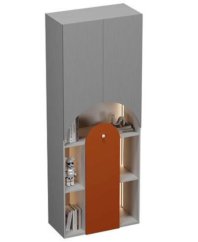 Стеллаж для книг с подсветкой, фрезерованные фасады в эмали LЕ253.44 L/R