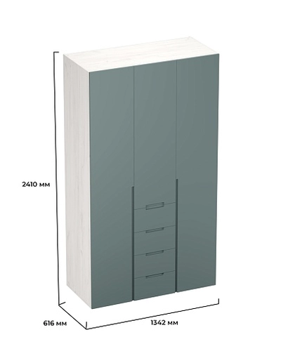 Шкаф трехдверный с ящиками глубокий, фасады в эмали LE203.60