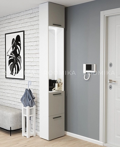 Шкаф завершающий с обувницей и зеркалом L250