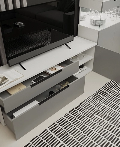 Тумба TV напольная, фасады в эмали LE-506 L/R