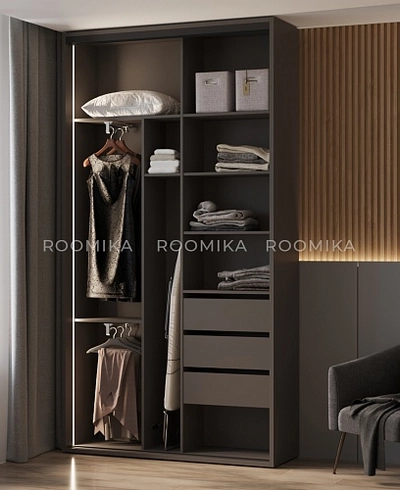 Шкаф-купе ХG140.45-3, профиль INTEGRO, фасад зеркало серебро/стекло Сатинато белое