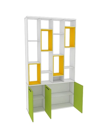 Стеллаж-тумба перегородка со вставками L239.130