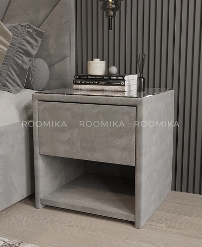 Тумба прикроватная мягкая, стекло прозрачное САНРАЙС 751