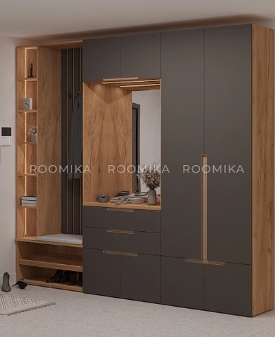 Тумба с зеркалом и комодными ящиками, фасады в эмали LE421 L/R