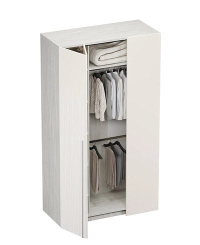 Шкаф со складными дверьми и фальш панелью, фрезерованные фасады в эмали LE206 L/R