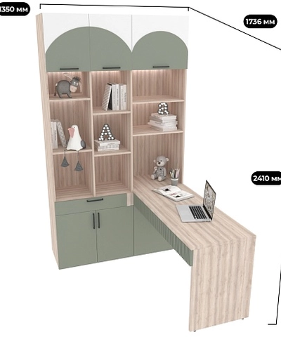 Ниша с рабочей зоной, фрезерованные фасады в эмали LE425 L/R