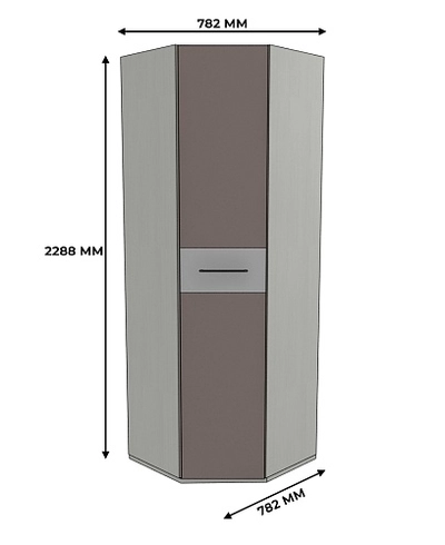 Шкаф угловой равносторонний со вставкой, фасады МДФ CG-218 L/R