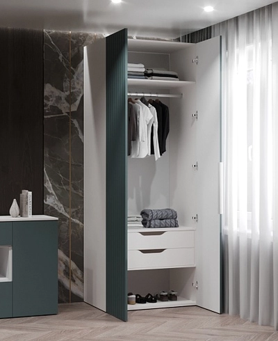 Шкаф 2 дверный, фрезерованные фасады в эмали LE210.60-3