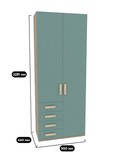 Шкаф двухверный, фасад комбинированный E212 L/R