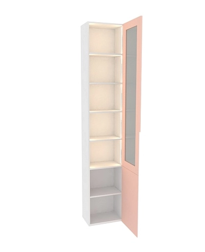 Шкаф книжный со стеклом, фасады в эмали LE241 с подсветкой