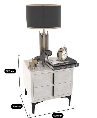 Тумба прикроватная мягкая, стекло прозрачное, ножки черные ГРЕЙС752