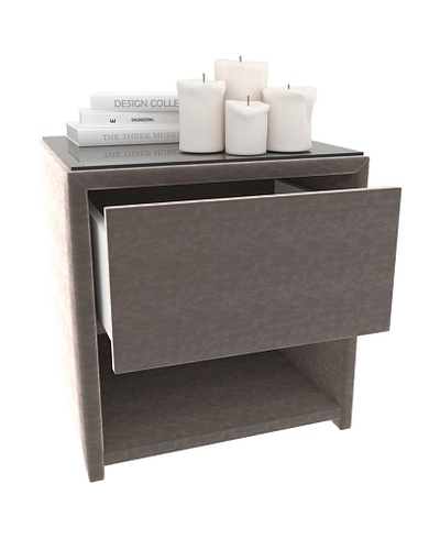 Тумба прикроватная мягкая, стекло прозрачное САНРАЙС 751