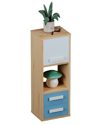 Cтеллаж сквозной книжный на 3 ниши с фасадом и ящиками E803