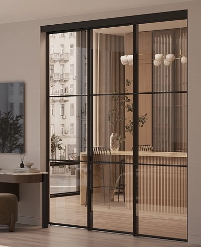 Стеклянная межкомнатная перегородка для кухни GRACE 18