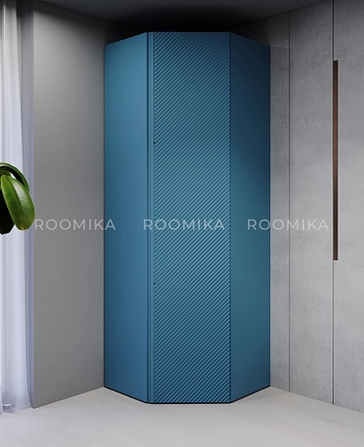 Шкаф угловой равносторонний, фрезерованные фасады в эмали LE218.1