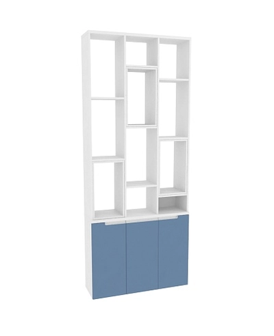 Стеллаж-тумба перегородка со вставками, фасады в эмали LE239