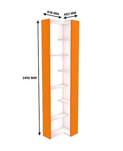Стеллаж завершающий угловой разносторонний  с подсветкой L230.60 L/R