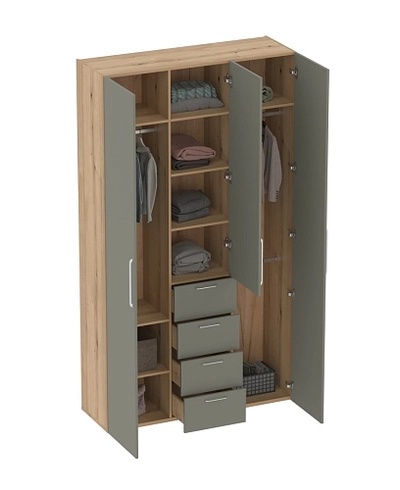 Шкаф трехдверный с ящиками узкий L203.44