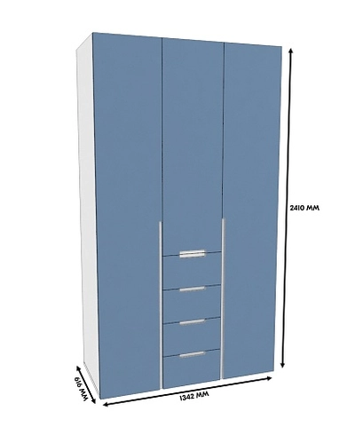 Шкаф трехдверный с ящиками глубокий, фасады в эмали LE203.60