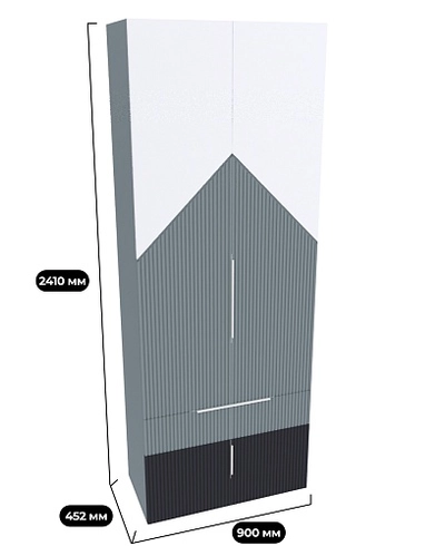 Шкаф, фрезерованные фасады в эмали LE235.44