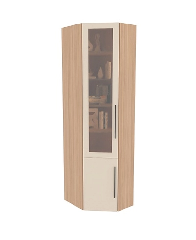 Шкаф угловой книжный со стеклом разносторонний с подсветкой L247.44 L/R