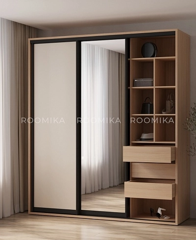 Шкаф-купе ХG210.60-2, профиль INTEGRO, фасад МДФ/зеркало серебро