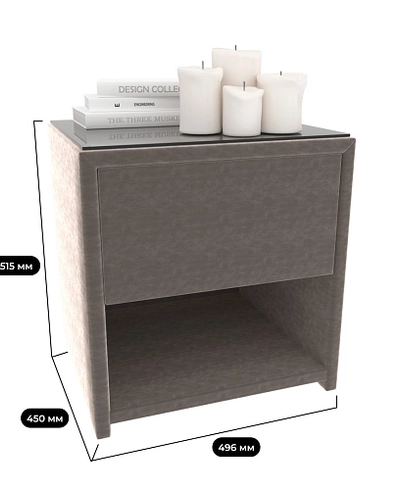 Тумба прикроватная мягкая, стекло прозрачное САНРАЙС 751