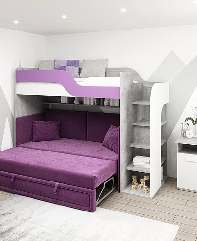 Кровать чердак с лестницей и раскладным диваном