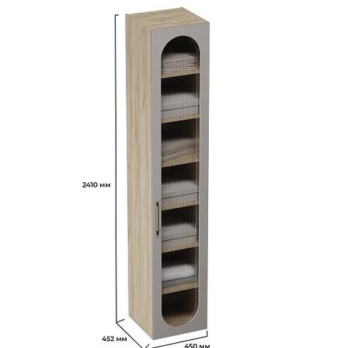 Шкаф 1 дверный узкий, фрезерованные фасады в эмали LE220.44-4