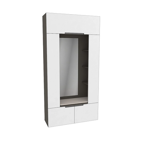 Секция с зеркалом и полками, фасады в эмали LE408