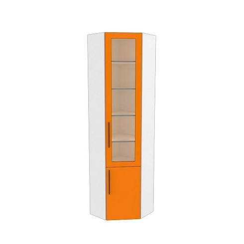 Шкаф угловой книжный со стеклом L247 с подсветкой