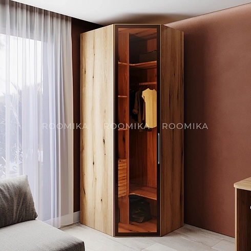 Шкаф угловой со стеклянным фасадом с подсветкой R218