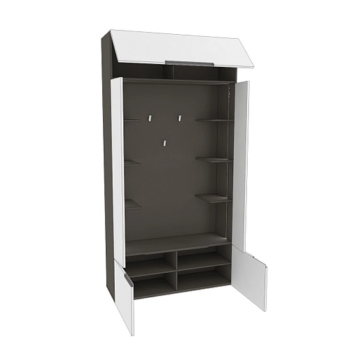 Секция под крючки с полками с подсветкой, фасады в эмали LE418 L/R