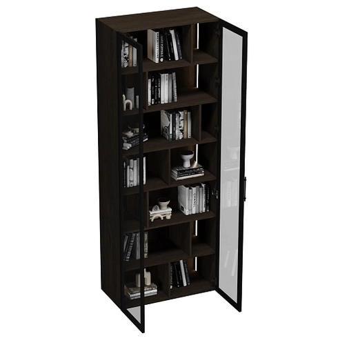 Шкаф-стеллаж со стеклянными фасадами с подсветкой R212