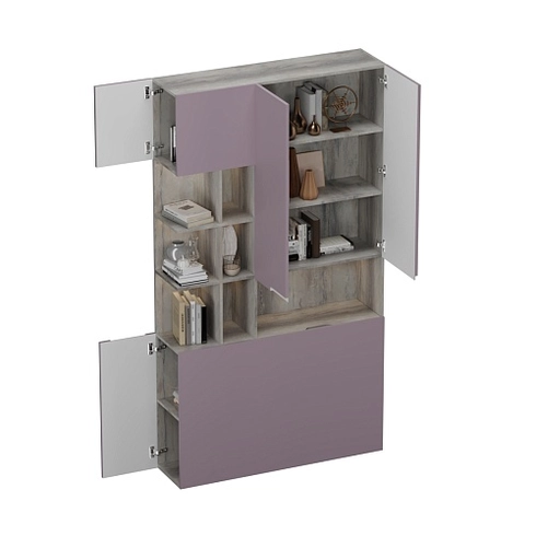Шкаф двухдверный с фальш стенкой и нишей с подсветкой, фасады в эмали LE212.3