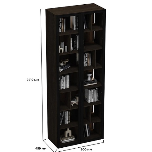 Шкаф-стеллаж со стеклянными фасадами с подсветкой R212