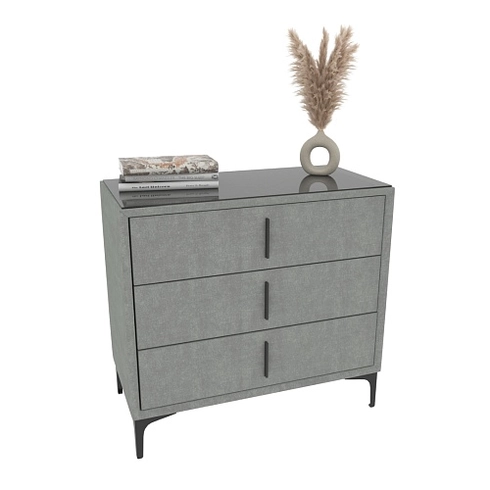 Комод мягкий, стекло прозрачное, ножки черные ГРЕЙС793